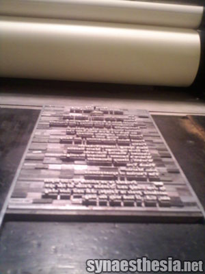 Volta's colophon on the press bed