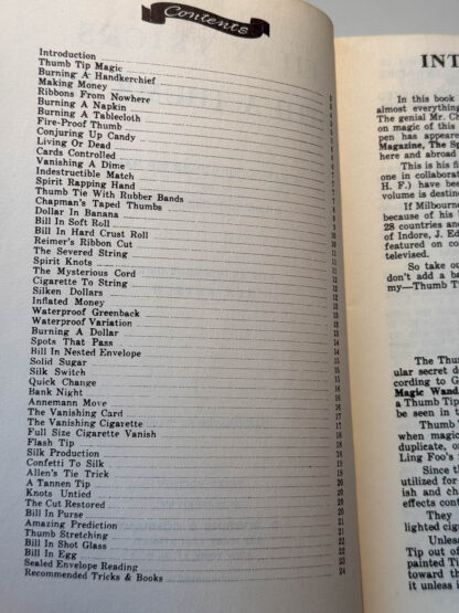 various pictures of the book 50 tricks with a thumb tip