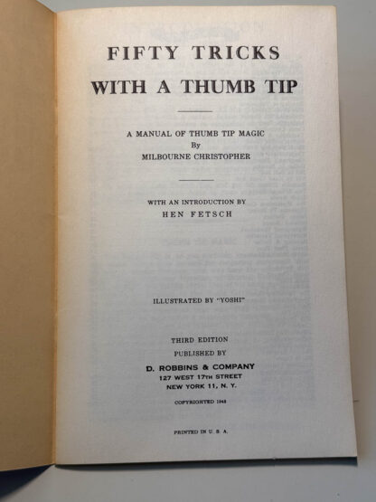 various pictures of the book 50 tricks with a thumb tip