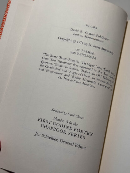 A picture of the poetry chap book Angle of Geese and other poems by N. Scott Momaday.
