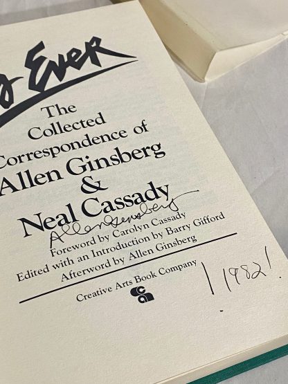 Allen Ginsberg signature page on As Ever: The Collected Correspondence of Allen Ginsberg and Neal Cassady.