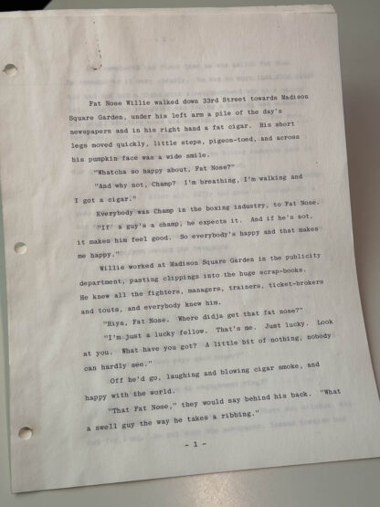 various pictures of "Fat Nose Willie" – Unpublished Short Story Manuscript by RKO News VP Clifford Evans