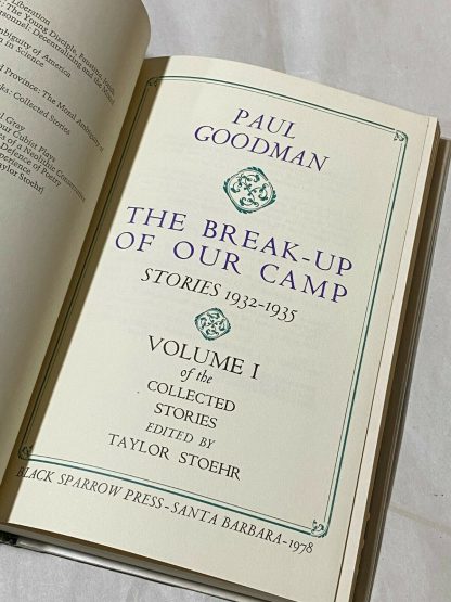 Title page of PAUL GOODMAN The Break-Up of Our Camp (Stories 1932-1935) VOLUME I of the Collected Stories