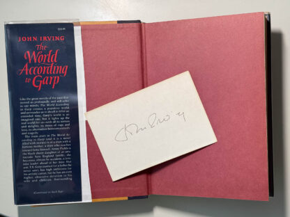 Pictures of the John Irving book The World According to Garp (1978) First Edition with Signed Notecard