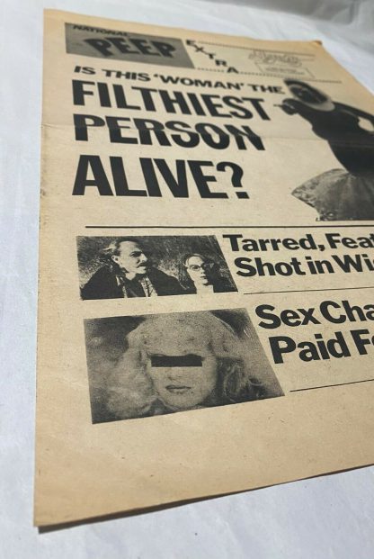 close up of NATIONAL PEEP A one-page "tabloid" published by Saliva Films