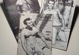 Various pictures of vintage issues of Bob Mizer's Physique Pictorials