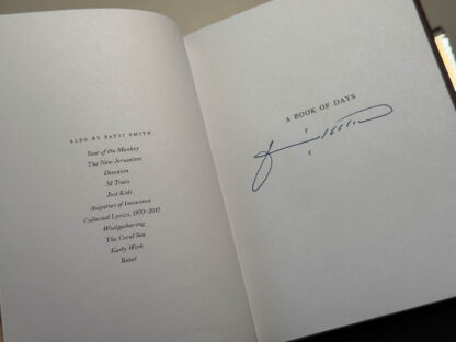 Various pics of the Patti Smith book A Book of Days signed by Patti Smith.
