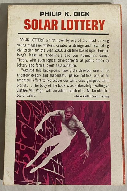 back cover of Philip K. Dick SOLAR LOTTERY Ace G-718