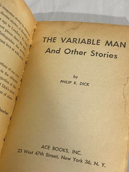 Title page of Philip K. Dick THE VARIABLE MAN AND OTHER STORIES Ace D-261