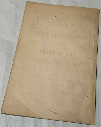 Back cover of THOMAS CHAPMAN. False Reconstruction; Or, The Slavery That Is Not Abolished.